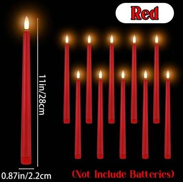 Uplift Treasures LED Flameless Flickering Taper Candles red 60pcs
