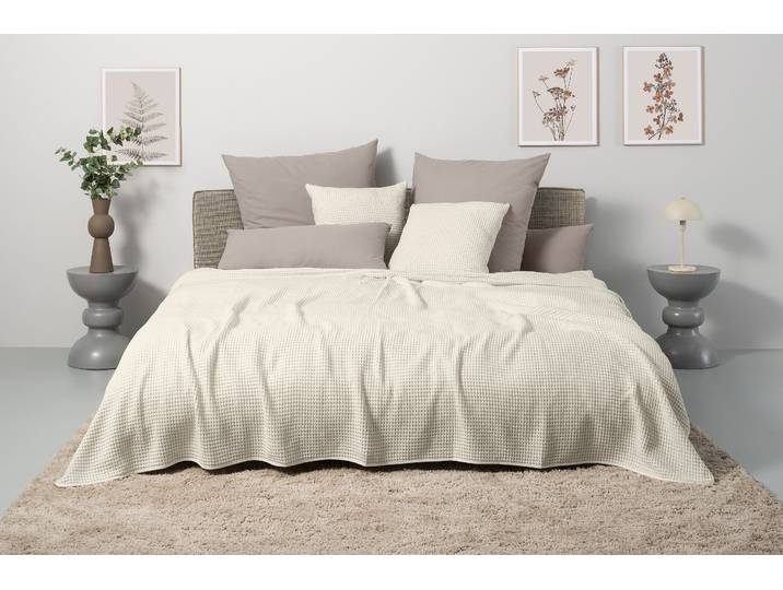 Tagesdecke GOODPRODUCT Greta, 1 Stück, Waffelpiqué Optik, 100% Baumwolle, Uni-Design , beige (creme), B:230cm L:250cm, Baumwolle, Tagesdecken, Tagesdecke, in Waffelpiqué Optik, viele Farben erhältlich, verschiedene Grössen
