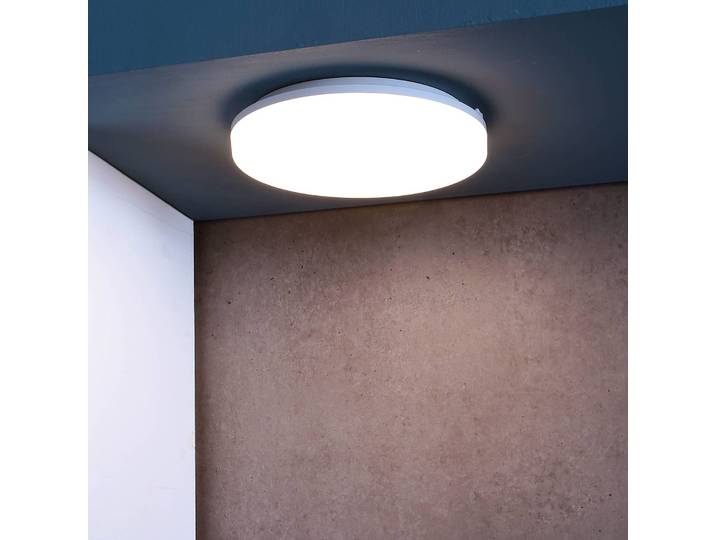 Deko-Light LED-Außendeckenleuchte Altais Motion, 12W, Ø 22 cm Motion, weiß / opal, für Flurbereich, Kunststoff, LED Deckenleuchten