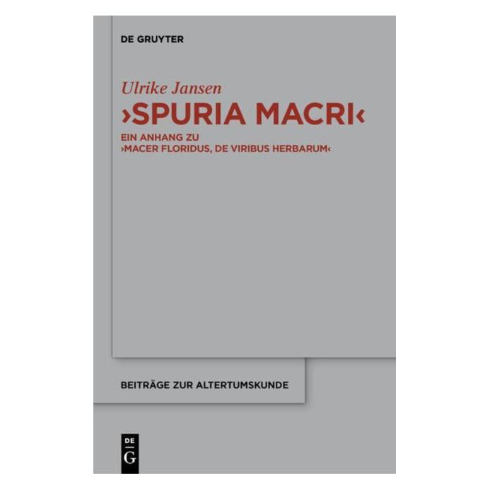 De Gruyter Spuria Macri (Deutsch, Hardcover, Ulrike Jansen) (7284495)