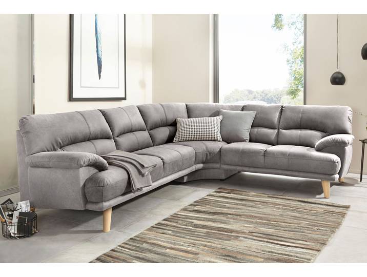 Polsterecke TRENDMANUFAKTUR Cecilia, italienisches Designsprache, modern und komfortabel, L-Form , silber, B:280cm H:87cm T:240cm, Sofas, toller Sitzkomfort und bequeme Armlehnen