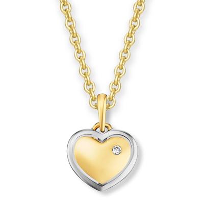 Kette mit Anhänger ONE ELEMENT "0.01 ct Diamant Brillant Herz Anhänger aus 585 Gelbgold", gold, Halsketten, Damen, 0,01, Diamanten Gelbgold 585 Gold, Diamanten, Gelbgold 585, Gold, Sorgfältig gefertigt – zarte Diamantakzente mit besonderer Strahlkraft