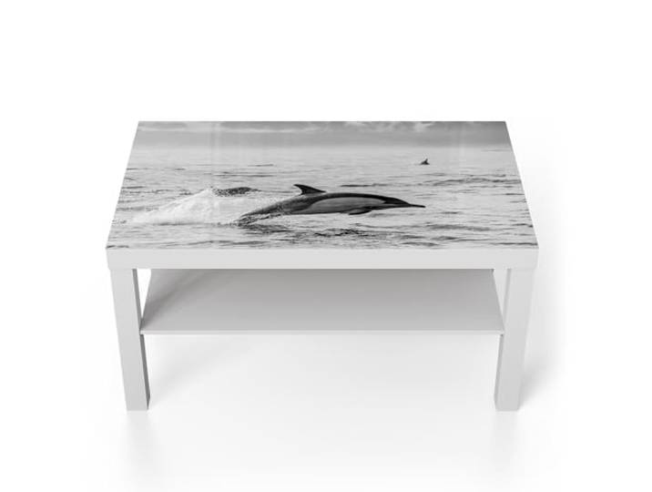 DEQORI Glastisch weiß groß 90x50 cm Motiv Freie Sprünge ausgefallener Beistelltisch aus Glas Hochglanz Couchtisch fürs Wohnzimmer moderner Couch Tisch mit Design