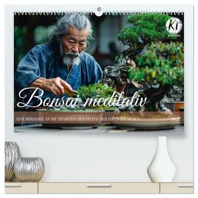Bonsai meditativ (hochwertiger Premium Wandkalender 2027 DIN A2 quer), Kunstdruck in Hochglanz