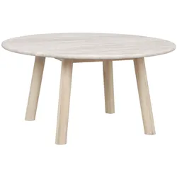 Couchtisch Taransay aus Eiche und Travertin, skandinavisch, beige weiß pigmentiert, 90x90x45 cm