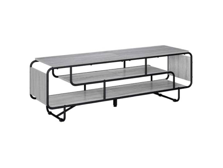 GHVBNMF TV Ständer 140x36x45 cm TV Schrank Lowboard Sonoma-Grau Drei offene Ablagen bieten viel Platz für Receiver und Konsole im Wohnzimmer. Verzinktes Metall sorgt für festen Stand.