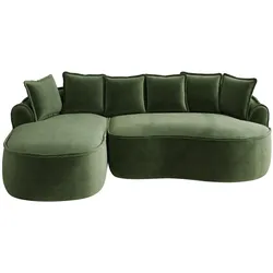 ECKSOFA chenille mit extra tiefer chaiselongue & rahmenlosem design