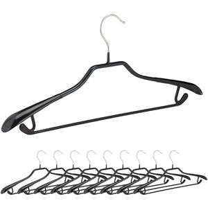 Relaxdays Kleiderbügel 10021077, aus Metall, Anzugbügel, schwarz, 44cm breit, 10 Stück