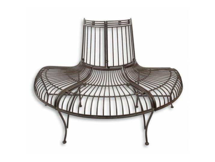 Banc de Jardin Semi-Circulaire Tour d'Arbre Demi-Lune Banquette de Parc en Fer Patiné Marron 69x86x134cm