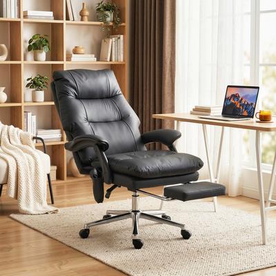 HOMCOM Massage Office Chair with 6-Point Vibration, Double-Layer Spring Cushions, Wide Seat, High Back