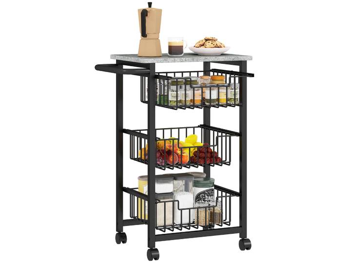Chariot de cuisine Homcom gris clair
