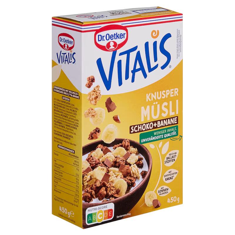 Dr. Oetker VITALIS Knuspermüsli Schoko + Banane 450,0 g 6523348005
