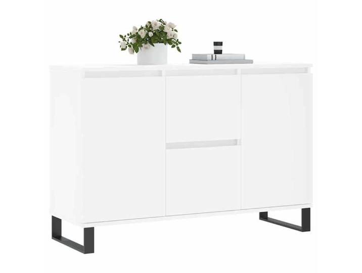 (13336)Commode - contemporain - Buffet rangement - blanc 101 5x35x70 cm bois d'ingénierie poid:30 kg