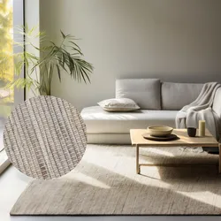 Teppich HANSE HOME "Dhaka Juteteppich", grau (grau,braun), B:190cm H:5mm L:280cm, Jute, Teppiche, Teppich, Läufer, handgewebt, Jute, Wolle, Natur, Wohnzimmer, Flur, Klassisch
