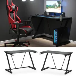 Vicco Gaming Tisch Schreibtisch Hudson Z-Form Getränkehalter Computertisch Gamer