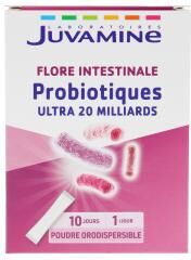 Juvamine Probiotiques Ultra 20 Milliards Flore Intestinale 10 Sticks de Poudre Orodispersible à Avaler - Boîte 10 sticks