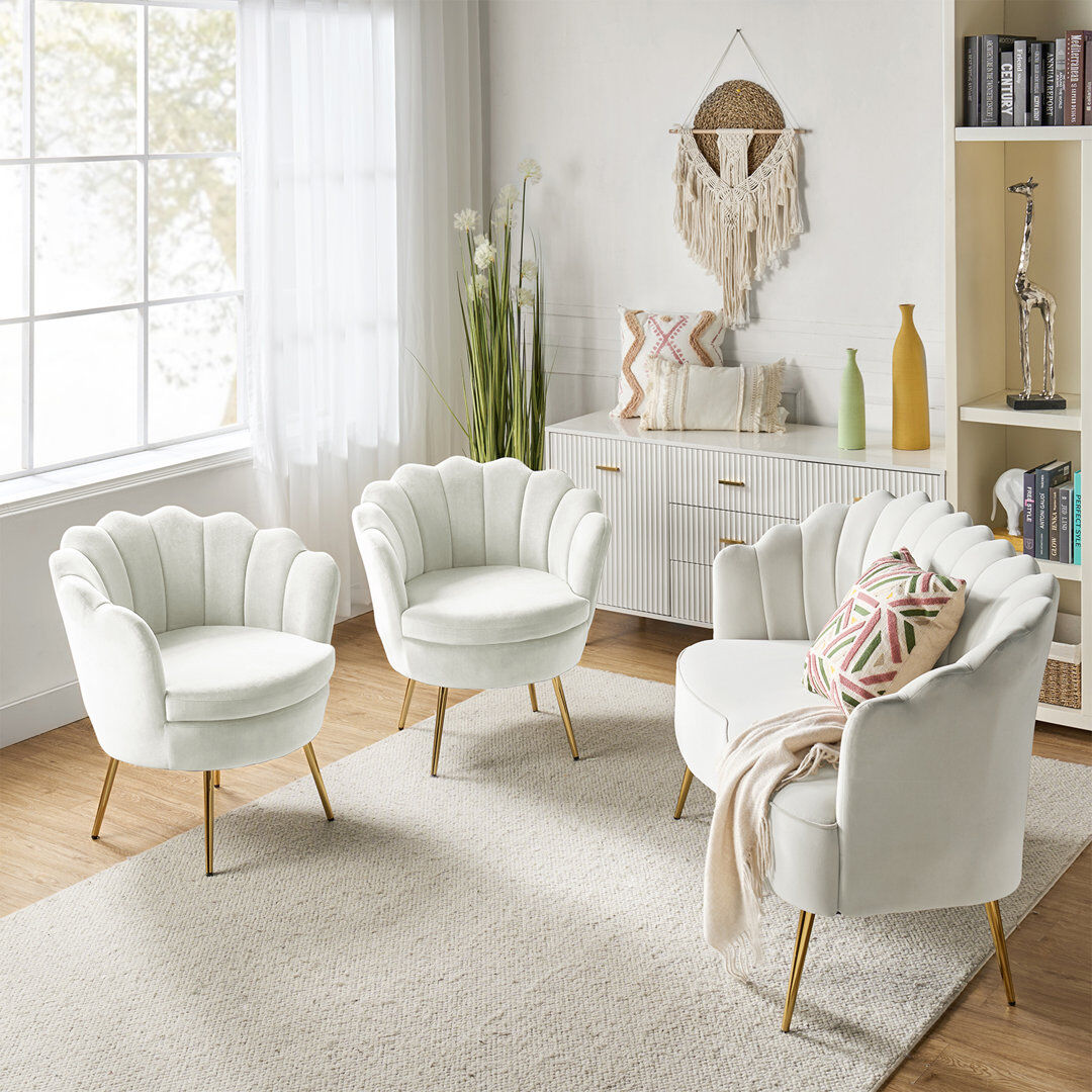 Fairmont Park 3 - Piece 122cm Velvet Living Room Set Ivory 3