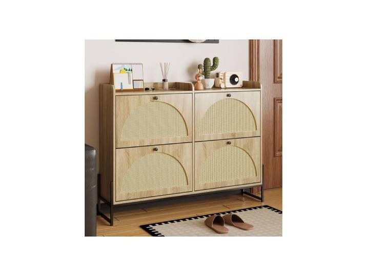 ®TONLRGY Meuble à chaussures à 4 volets étagères à chaussures réglables meuble à chaussures étroit adapté aux couloirs.