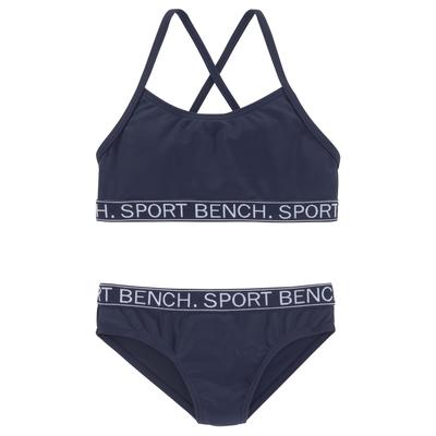 Bustier-Bikini BENCH. "Yva Kids", Mädchen, Gr. 122/128, N-Gr, blau (marine), Recycling-Polyamid, unifarben, Bikini-Sets, in sportlichem Design und Farben