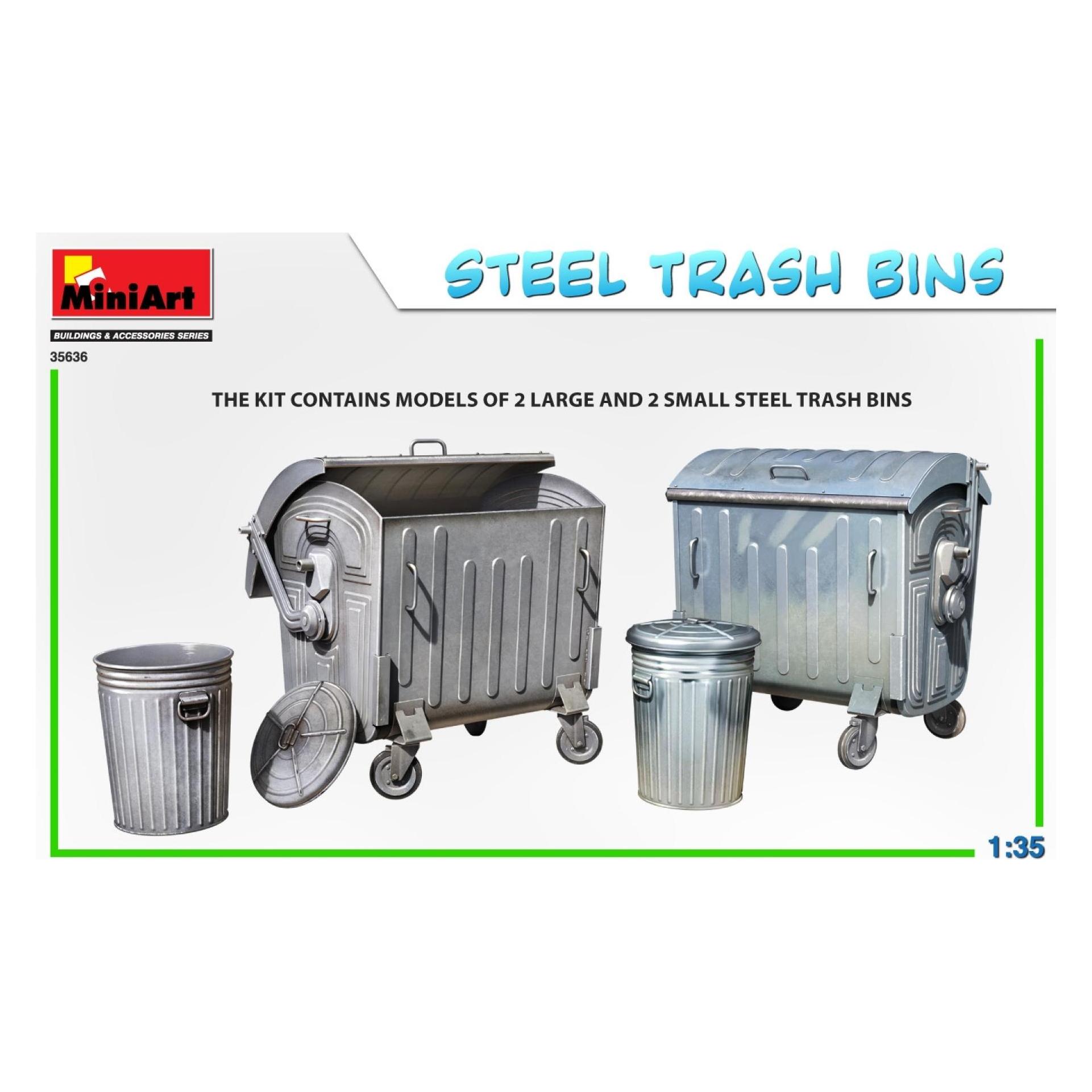 Mini art Steel Trash Bins (35636)