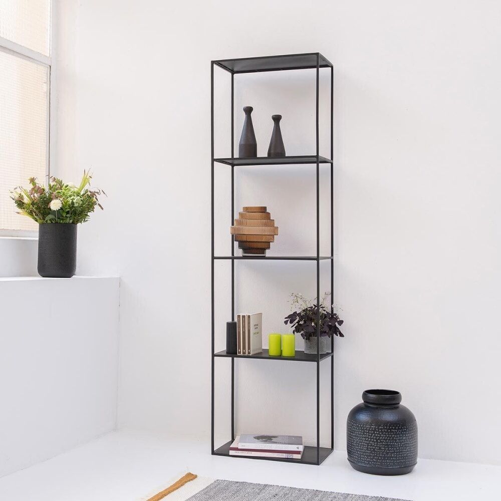 Decoclico Estantería columna de metal en negro