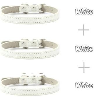 Uplifted Finds 3 Piece Soft PU Leather Cat Collar Set white m