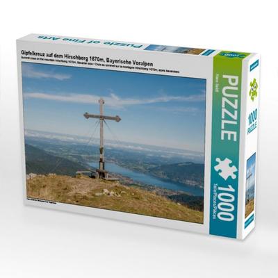 CALVENDO Puzzle Gipfelkreuz auf dem Hirschberg 1670m, Bayerische Voralpen | 1000 Teile Lege-Größe 64x48cm Foto-Puzzle für glückliche Stunden