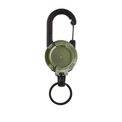 Retractable Keychain Carabiner With Heavy Duty Steel Wire Rope For Outdoor Gear And Tools green