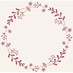 IB Laursen Serviette mit Blumenkranz, 40 x 40 cm, creme/rot