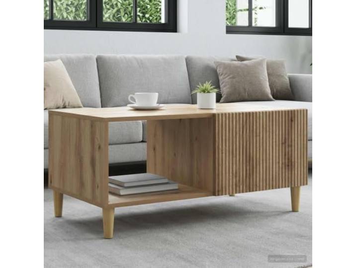 TEKGHUT Couchtisch Artisan-Eiche 90 x 50 x 40 cm Holzwerkstoff mit Stauraum Vintage-Design, pflegeleichte Oberfläche, 90°-Schwenktür, Stauraumfächer, robuste Holzwerkstoff-Konstruktion