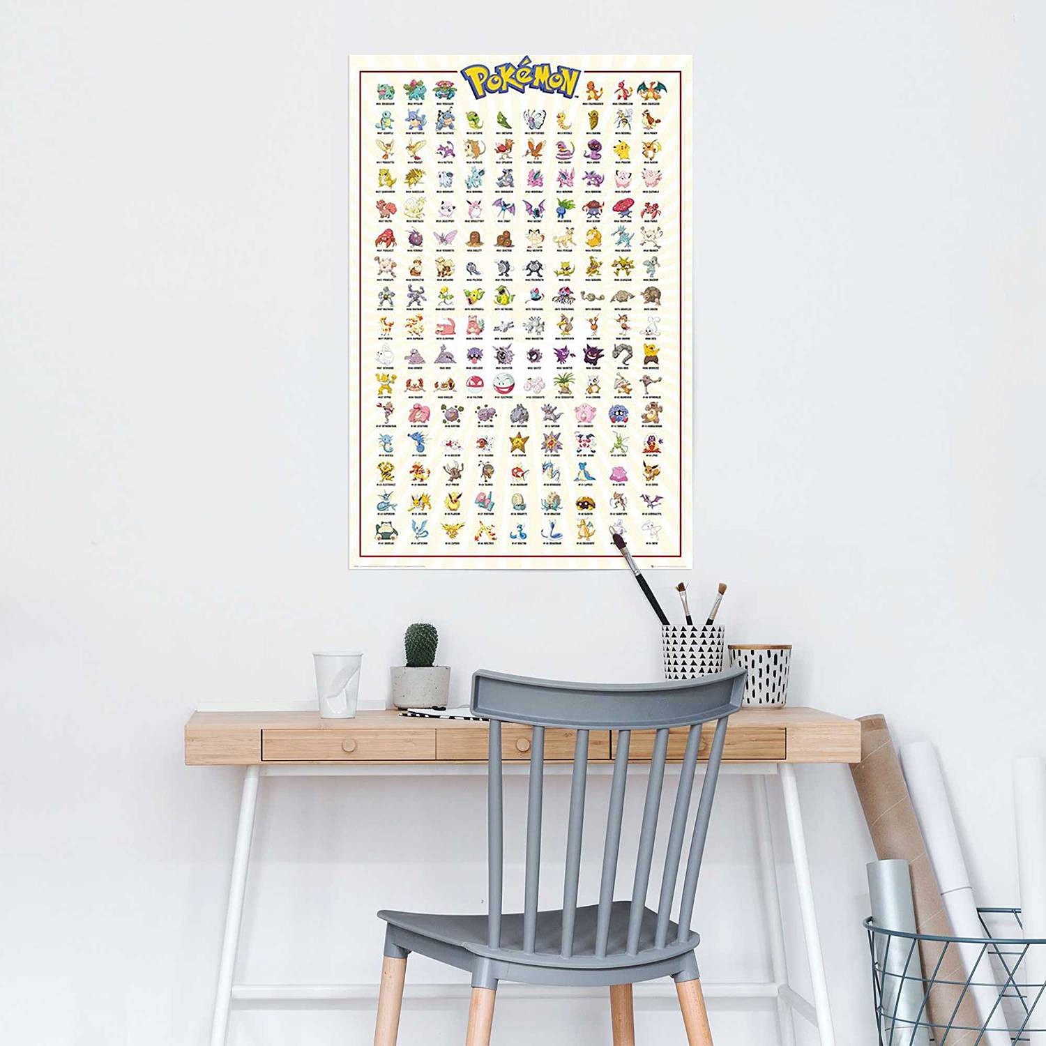 home24 Pokemon Kanto Poster, Geel, 61 x 92 cm