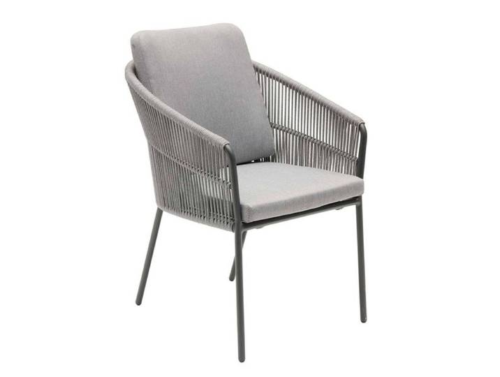 LC Garden Covo Stapelsessel Aluminium mit Sitz- und Rückenkissen Dunkelgrau Hellgrau