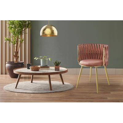 Esszimmerstuhl KAYOOM "Stuhl Milla 125 2er-Set,tolles Design der Rückenlehne,runde Sitzfläche", rosa (altrosa), B:57cm H:80cm T:53cm, Polyester, Stühle, Esszimmerstuhl, samtweicher Bezug, hochwertig, vielseitig einsetzbarer Stuhl