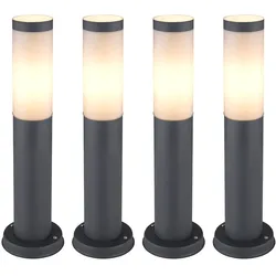 4x RGB LED Außen Steh Leuchten anthrazit FERNBEDIENUNG Edelstahl Garten Sockel Lampen DIMMBAR