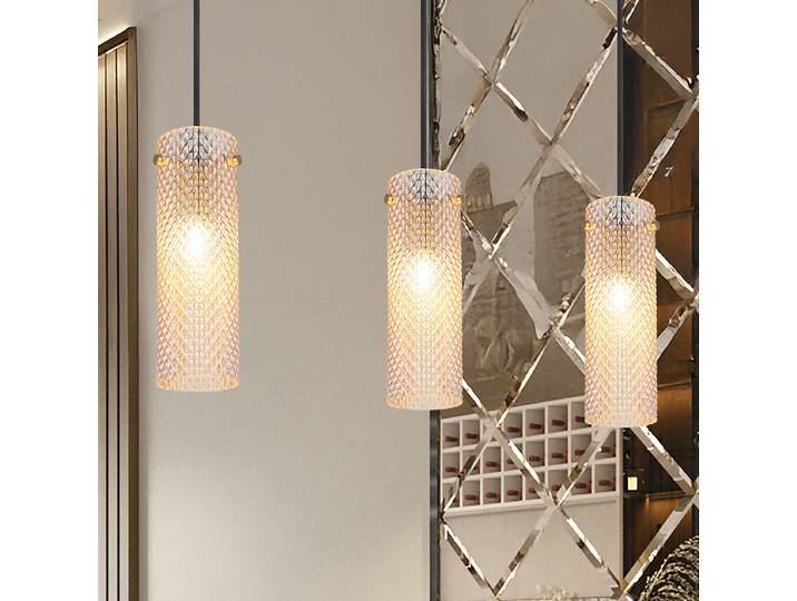 Suspension 8 x 120 x 65cm Doré/Jaune Tissé à plat LED E14