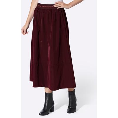 Webrock HEINE, Damen, Gr. 40, rot (burgund), 100% Polyester, unifarben, lang, Röcke