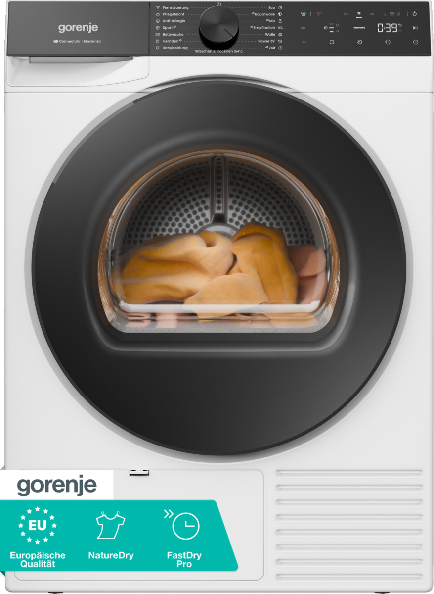 Gorenje Wärmepumpentrockner "D5G68C", Energieeffizienz: C, weiß, B:60cm H:85cm T:62,5cm, Trockner, NatureDry Schonung, FastDry Pro 39, Knitterschutz, Wärmepumpentrockner