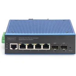 Digitus Industrial 4+2 -Port L2 managed Gigabit Ethernet Switch (6 Ports), Netzwerk Switch, Blau, Schwarz