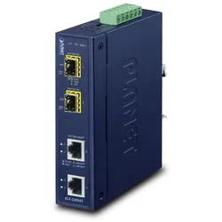 PLANET IP30 Industrial 2-port Netzwerk Medienkonverter Blau