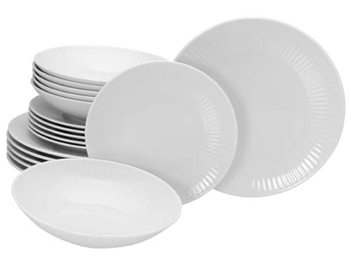 CreaTable, 21884, Serie Valencia, 18-teiliges Geschirrset für 6 Personen aus Porzelan Teller Set aus Porzellan, spülmaschinen- und mikrowellengeeignet, Made in Europe