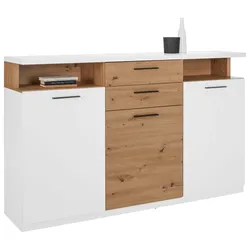 Sideboard Woy in Weiß/Eichefarben
