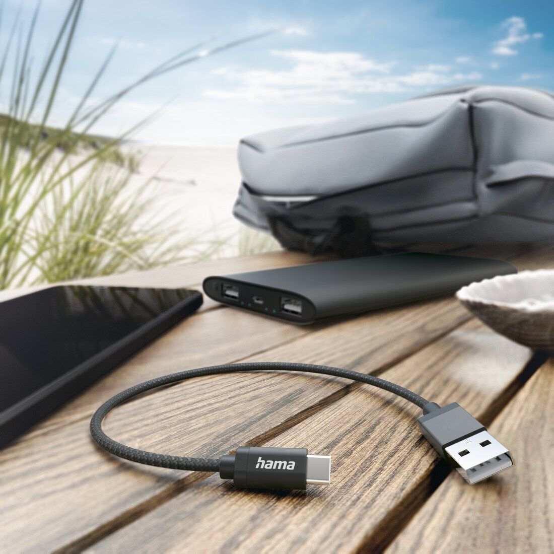 Hama USB 2.0 USB-A to USB-C Charging Cable 480 Mbit/s (00201600) - 0.2 m, Black