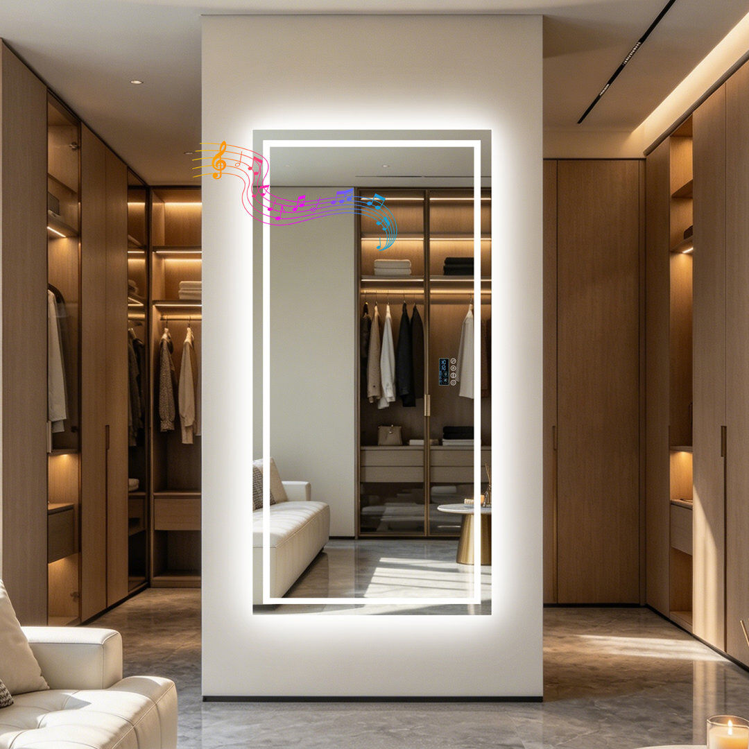 Metro Rectangle Bluetooth Led Mirror Silver 90 cm H x 183 cm W