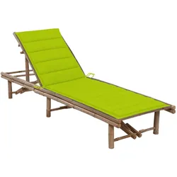 Helloshop26 - Sonnenliege Deckstuhl Sonnenbett Gartenbett Terrassenmöbel 200 cm Gartenmöbel mit Bambuskissen 02_0012290