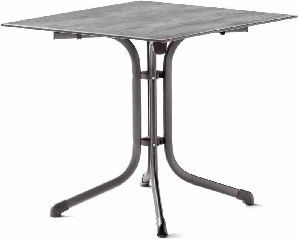 5130-31 Klapptisch Polytec (HPL) 80x80 cm Stahlgestell eisengrau / Tischplatte Polytec (HPL) Beton hell