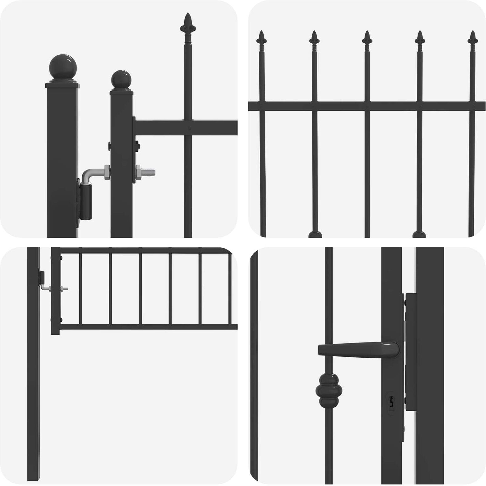 vidaXL Porte de Clôture ASTEN 100 x 125 cm métal Noir Verrouillable
