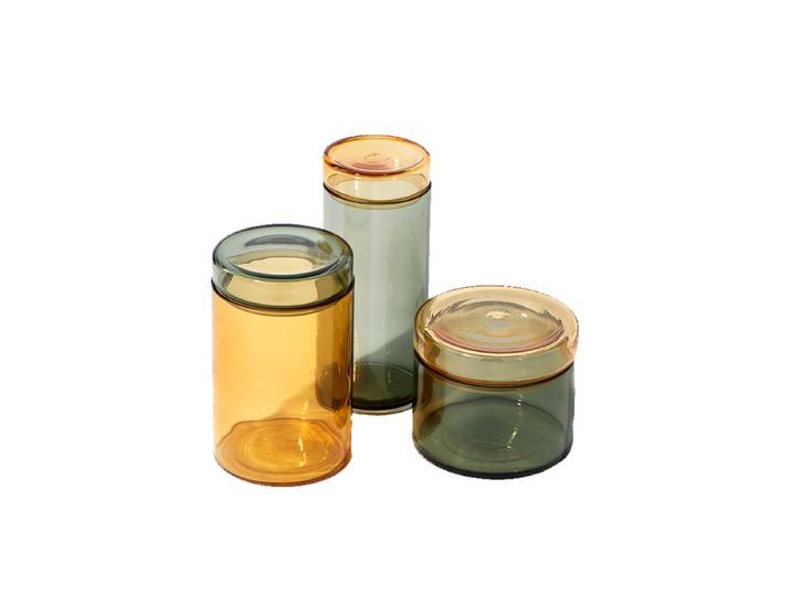3-teiliges Aufbewahrungs-Set „Caps & Jars“ Grau / Amber Pols Potten