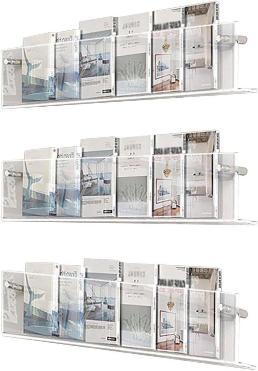 Transparante Magazine Houder en Boekenplank van Krasbestendig Acryl tot 120 cm