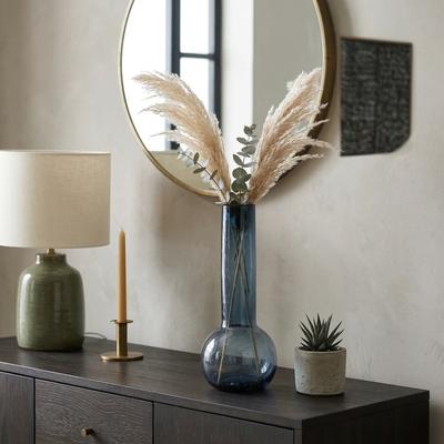 Sagebrook Home Decorative Vase - Blue Glass Cylinder with Bulb Base, 19 in.