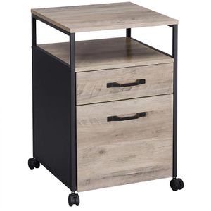 Vasagle Rollcontainer OFC071B02, aus Holz, grau, mit Schubfach und Hängeregistratur